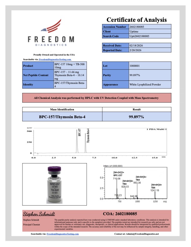 BPC-157/TB-500 (10/10mg) Certificate of Analysis from Nation Peptides
